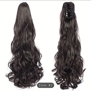 Dark Brown Pony Tail Hair Claw Hair Extension Piece 22”